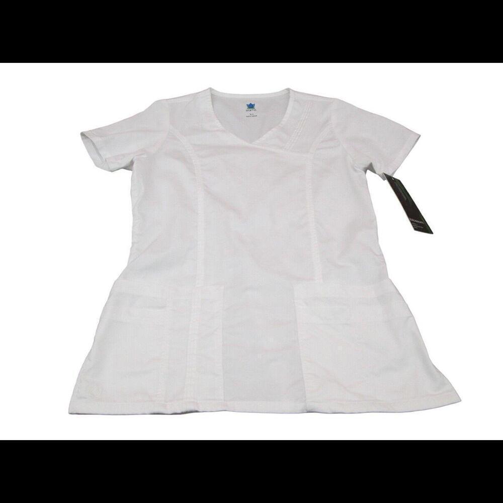 NWT Maevn Womens White Uniform Scrub Top Nurse Work Wear Size XS​​​​